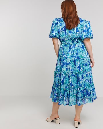 Lovedrobe Shirred Waist Puff sleeve Midi dress