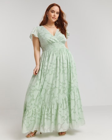 Lovedrobe Devore Flutter Sleeve Maxi Dress