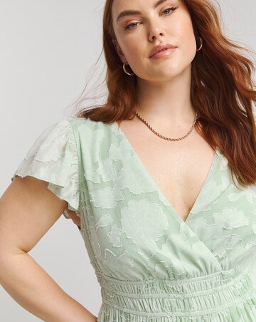 Lovedrobe Devore Flutter Sleeve Maxi Dress