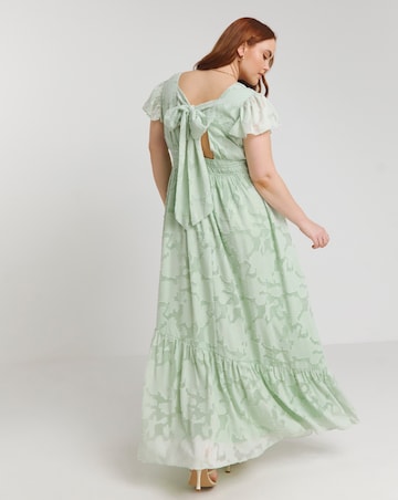 Lovedrobe Devore Flutter Sleeve Maxi Dress