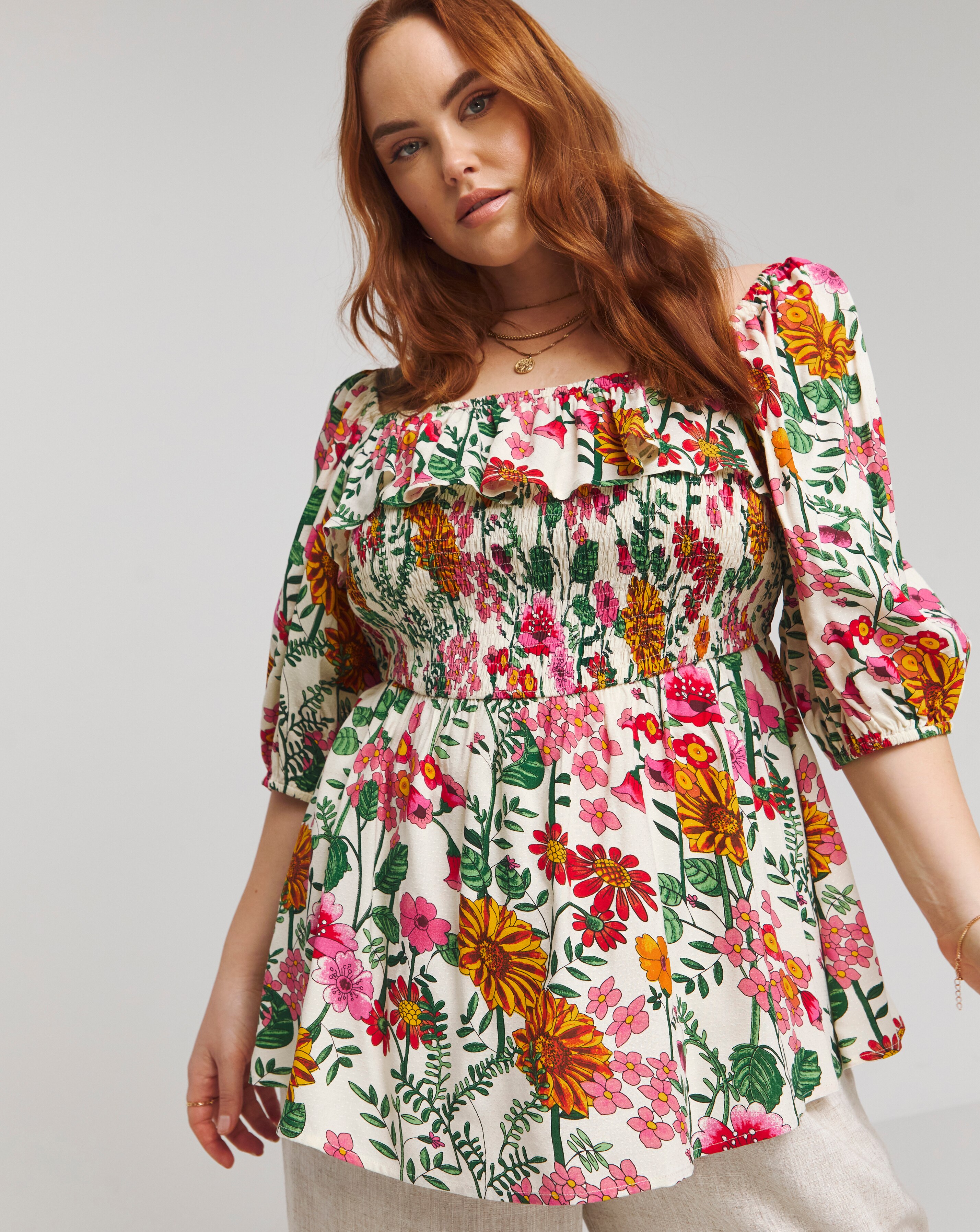 Lovedrobe Floral Shirred Top