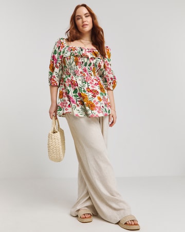 Lovedrobe Floral Shirred Puff Sleeve Top