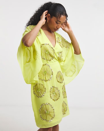 Maya Curve Embellished Wrap Mini Dress