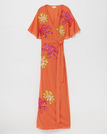 Maya Curve Embellished Wrap Maxi Dress