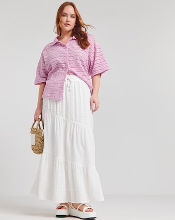 Native Youth Lilac Floral Crochet Short Sleeve Bowler Shirt