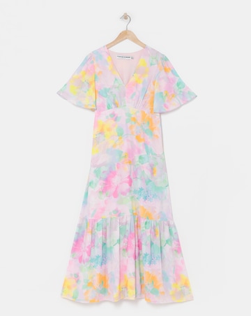Twisted Wunder Pastel Flower Ciffon Frill Hem Maxi Dress