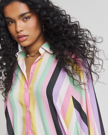 Twisted Wunder Candy Stripe Tie Cuff Oversized Shirt