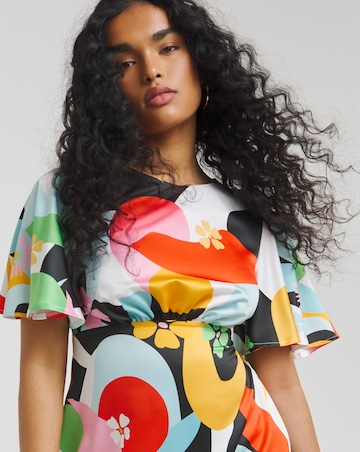 Twisted Wunder Ziggy Swirl Flower Satin Mini Dress