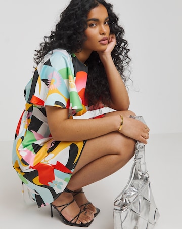 Twisted Wunder Ziggy Swirl Flower Satin Mini Dress