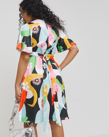 Twisted Wunder Ziggy Swirl Flower Satin Mini Dress