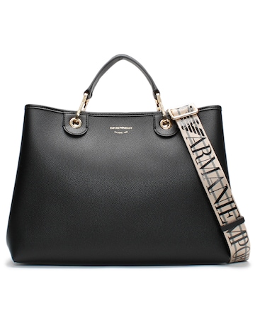 Emporio Armani Black Pebbled Shopper With Pouch