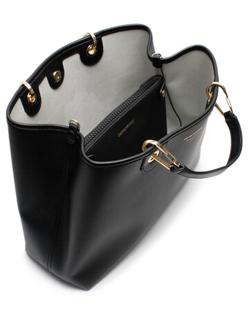 Emporio Armani Black Pebbled Shopper With Pouch