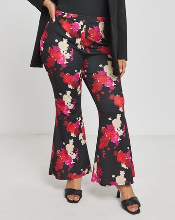 Made in GB Floral Print Scuba Crepe Flare