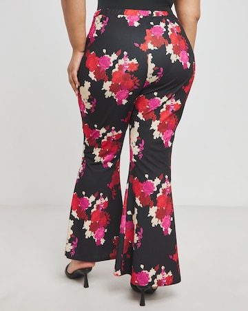 Made in GB Floral Print Scuba Crepe Flare