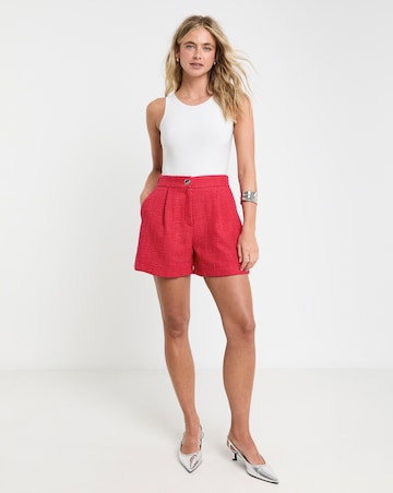 Pink Tailored Boucle Shorts