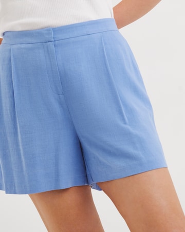 Blue Tailored Linen Look Shorts