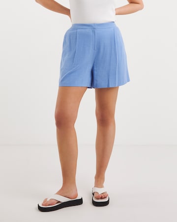 Blue Tailored Linen Look Shorts