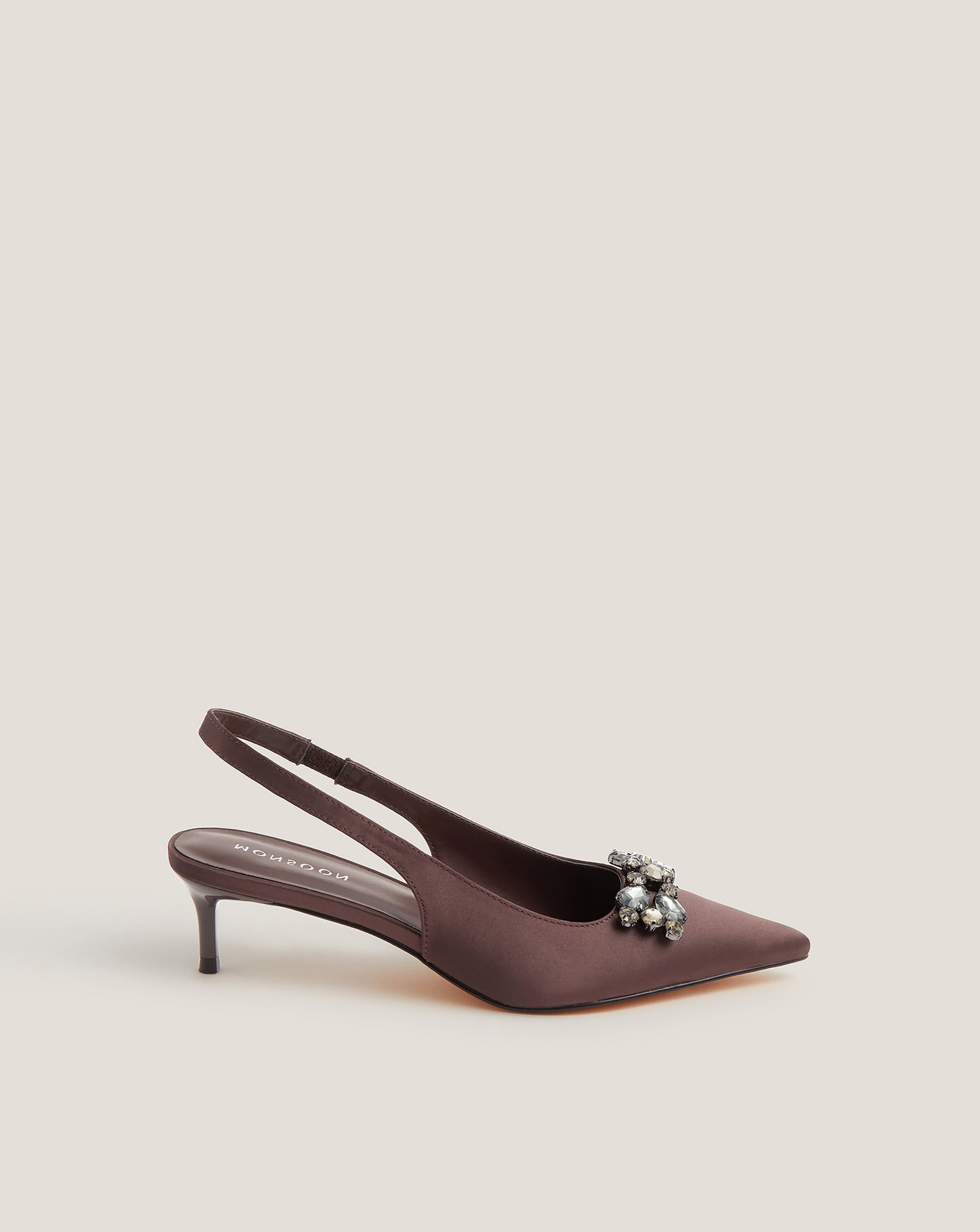 Monsoon Kary Jewel Satin Slingback Heels