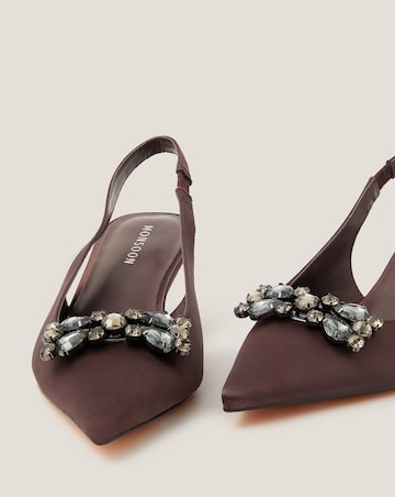 Monsoon Kary Jewel Satin Slingback Heels