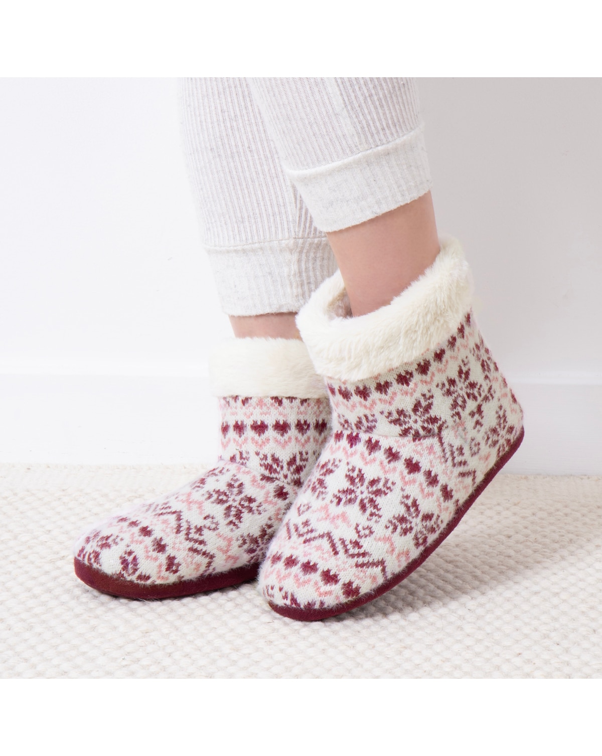 Totes Ladies Knit Boot Slippers