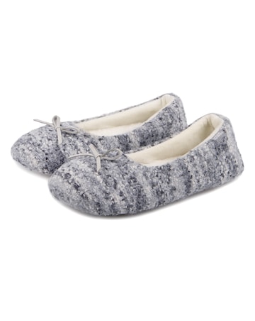 Totes toasties Ladies Knitted Ballet Slippers