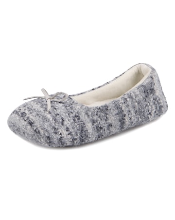 Totes toasties Ladies Knitted Ballet Slippers