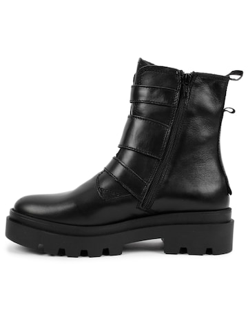Fly London Jeda Black Leather Biker Boots Standard Width