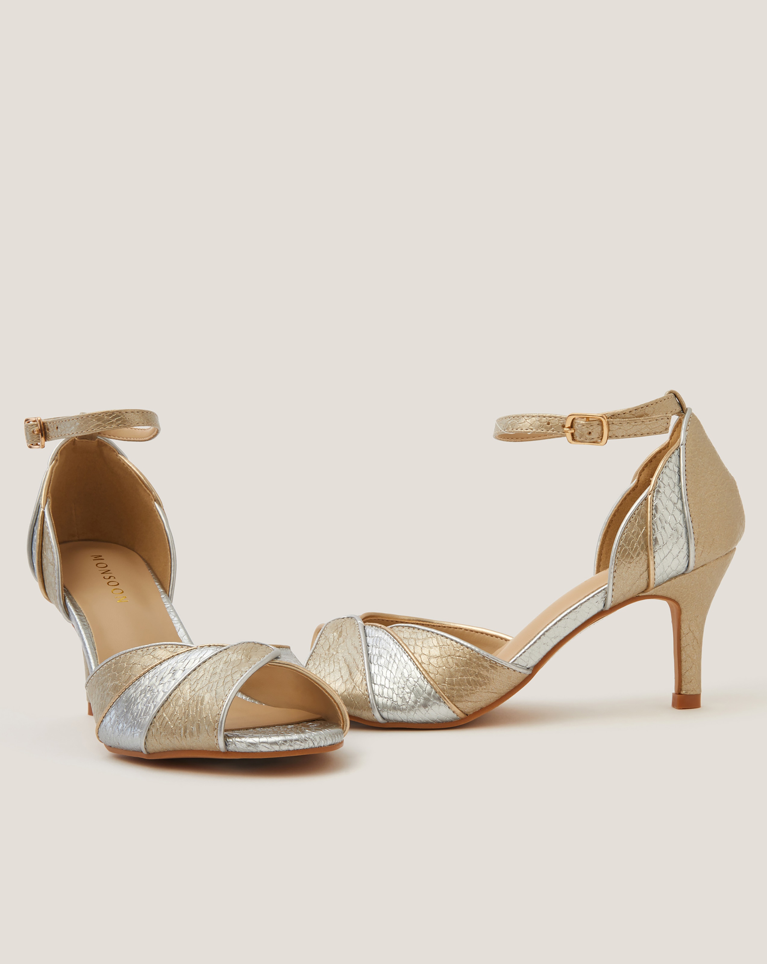 New In - Monsoon Meg Metallic Two Tone Heels