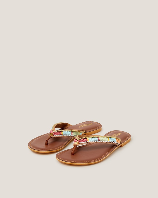 Monsoon Leather Flip Flop Sandals - Multi