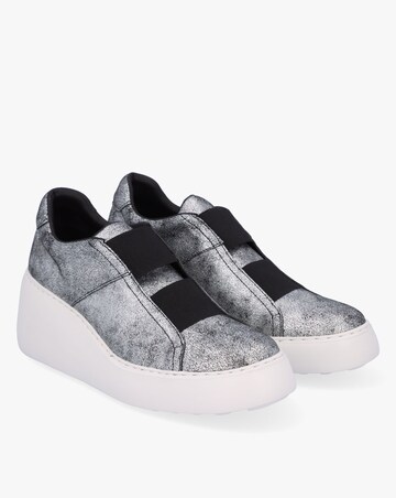 Fly London Dito II Silver Leather Wedge Trainers