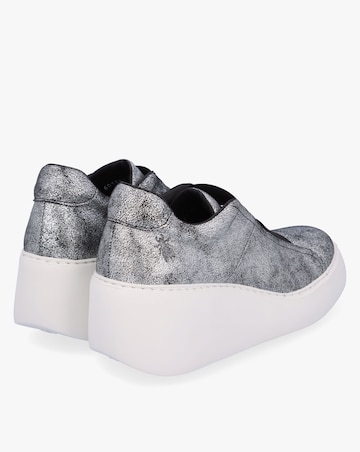 Fly London Dito II Silver Leather Wedge Trainers