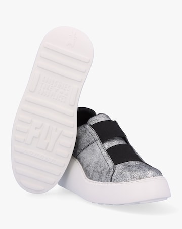 Fly London Dito II Silver Leather Wedge Trainers