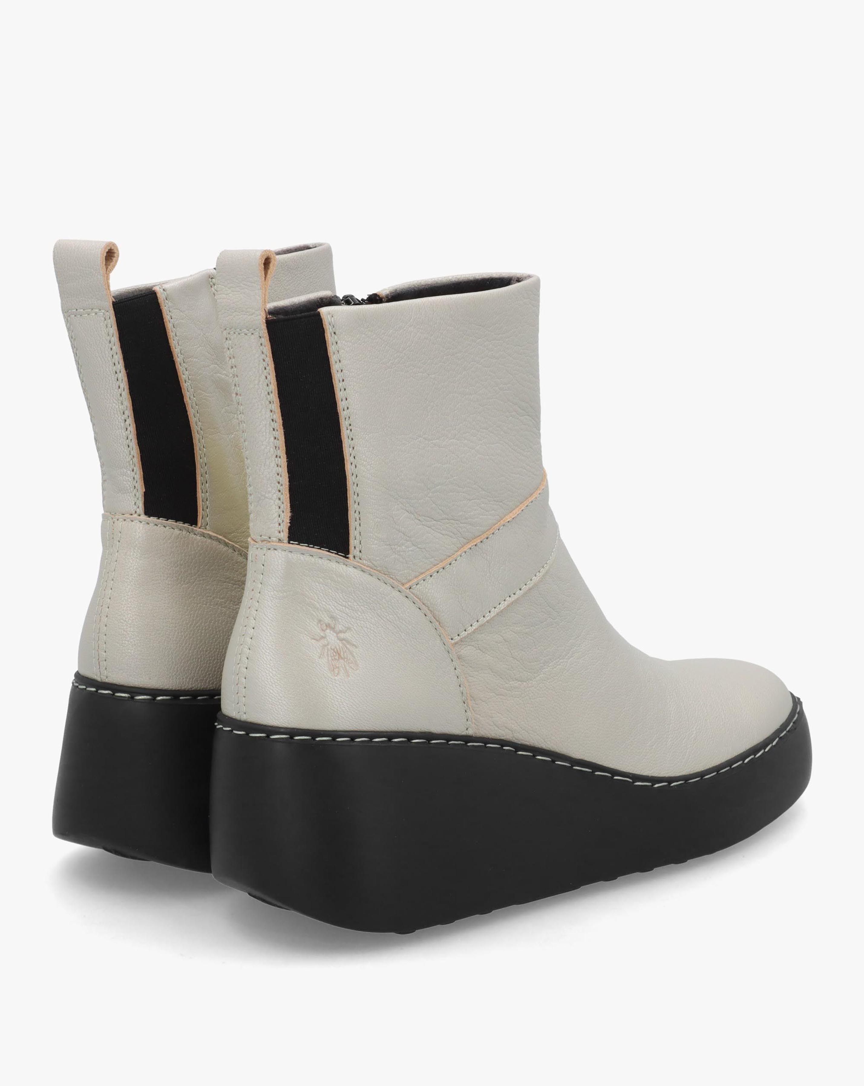 Fly London Doxe Silver Leather Wedge Boots | JD Williams