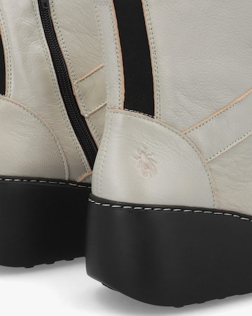 Fly London Doxe Silver Leather Wedge Boots