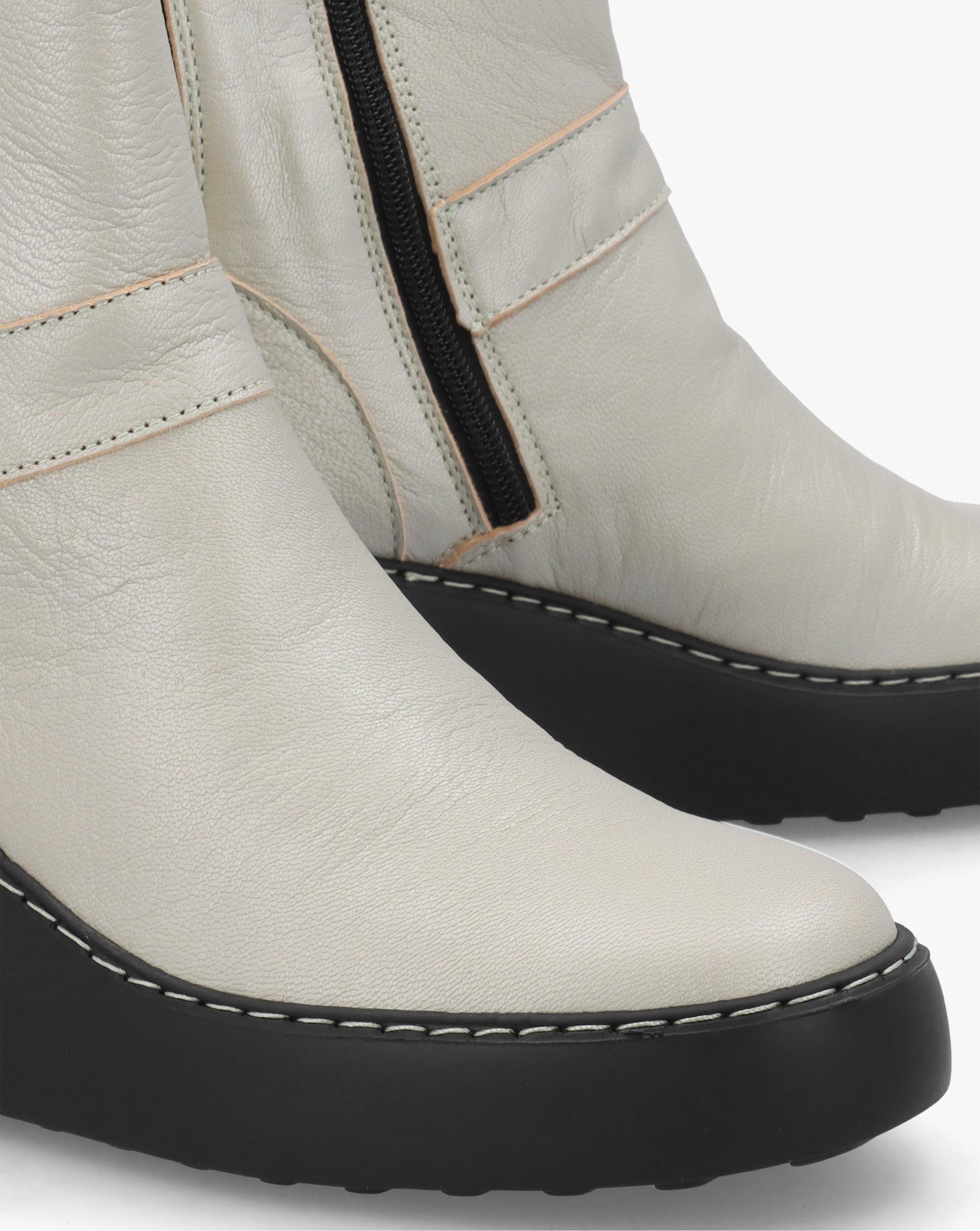 Fly London Doxe Silver Leather Wedge Boots | JD Williams