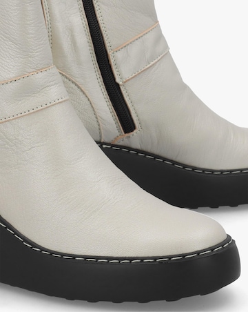 Fly London Doxe Silver Leather Wedge Boots