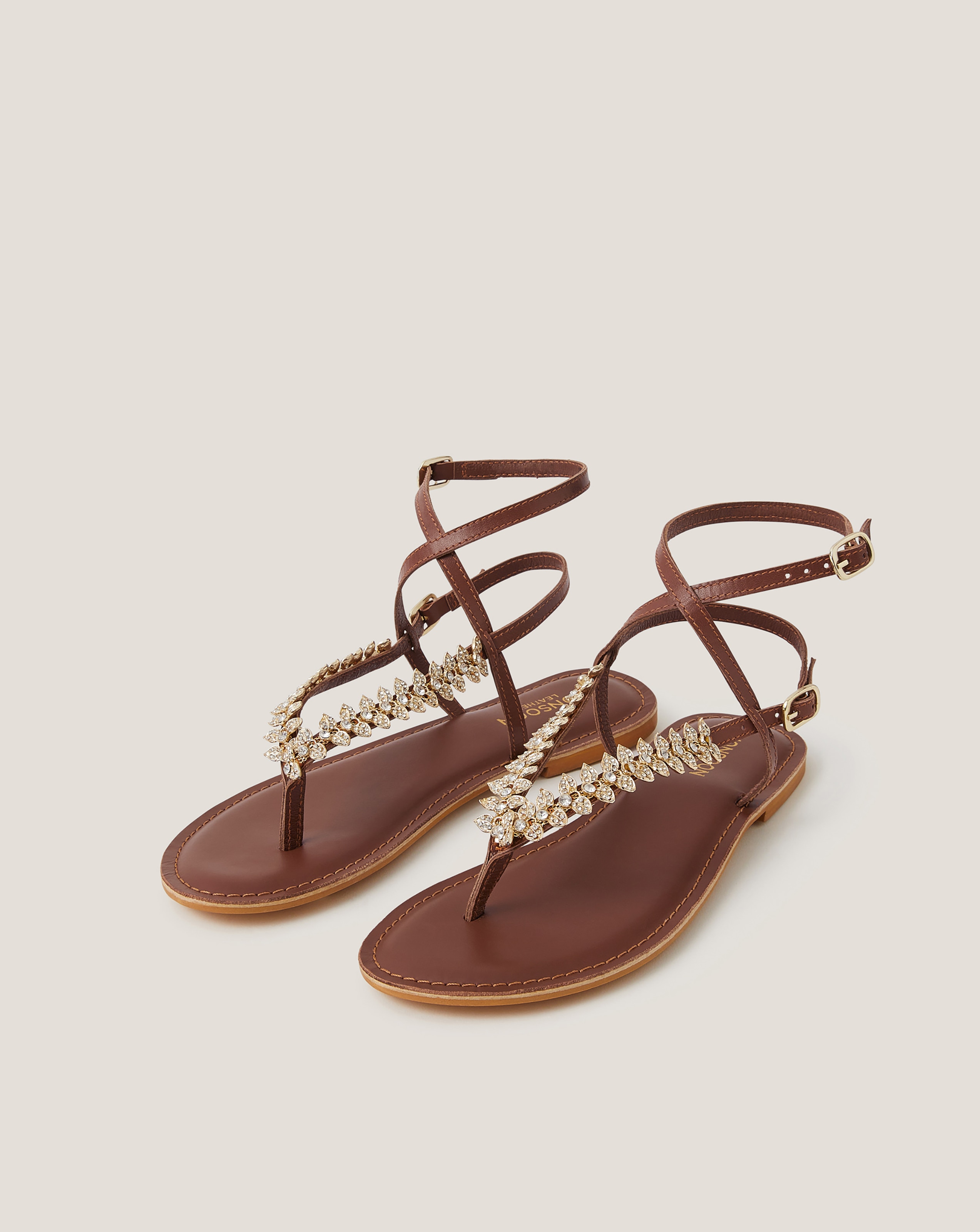 New In - Monsoon Bria Crossover Leather Sandals
