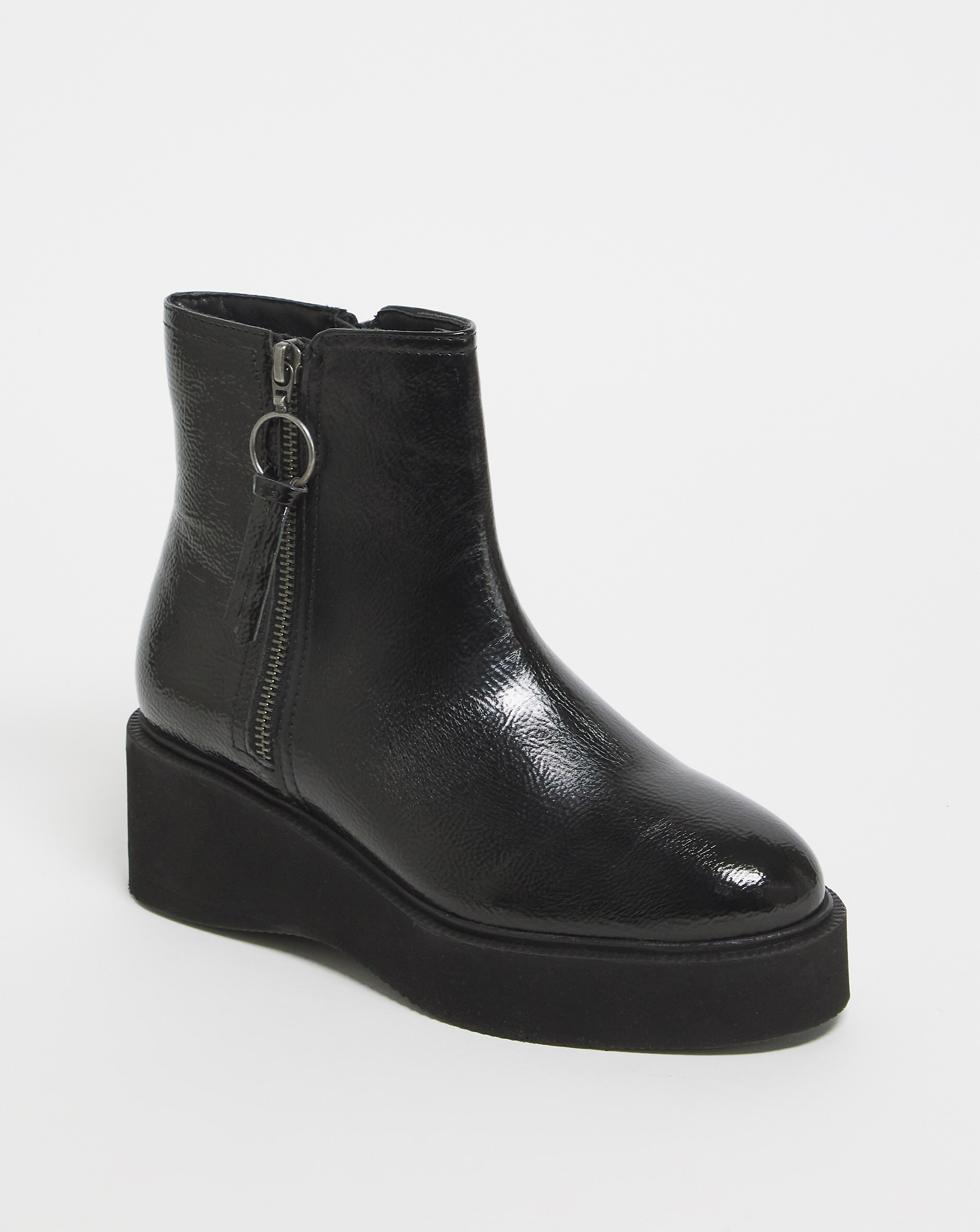 Flatform Zip Ankle Boots Ex Wide | J D Williams
