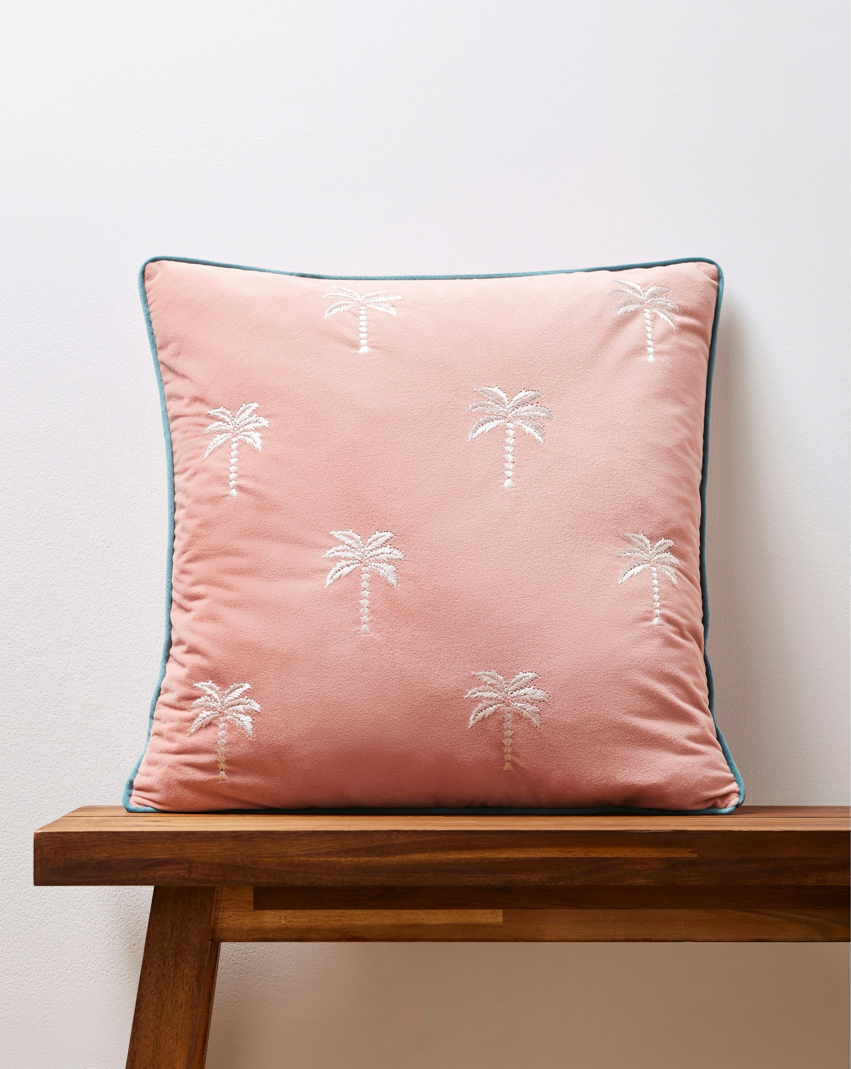 Rhodes Embroidered Palm Tree Cushion