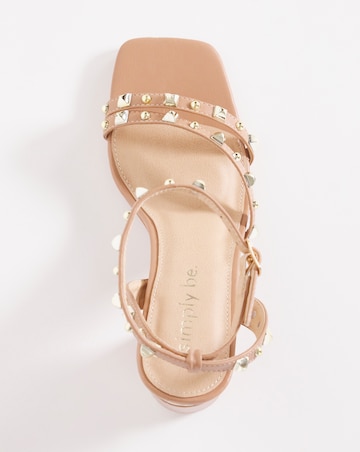 Lugo Asymmetric Stud Heeled Sandals - Extra Wide Fit (EEE)