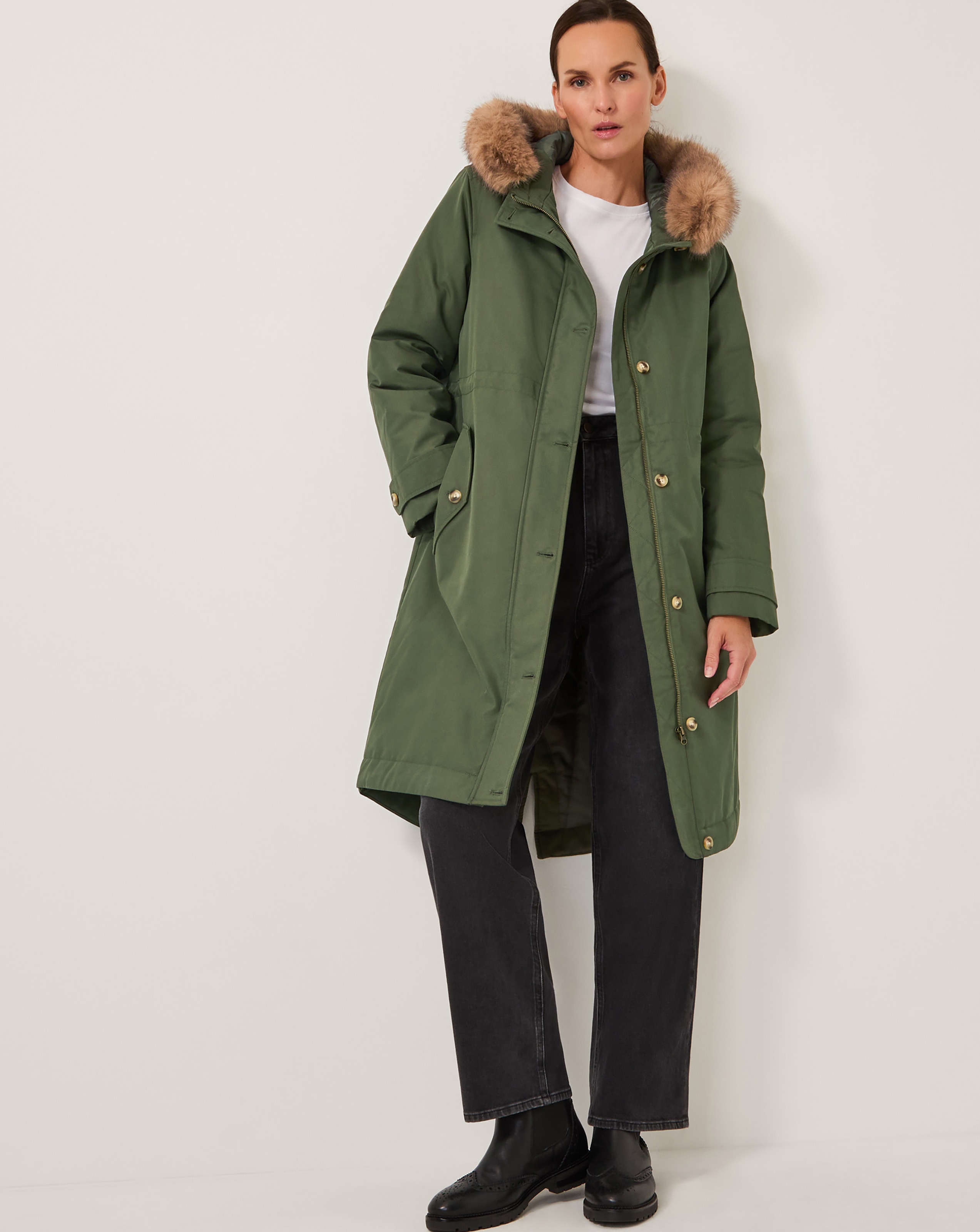 Monsoon Paula Faux Fur Parka Coat
