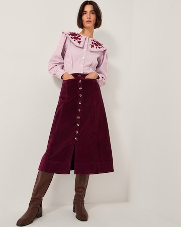 Monsoon Jamie Button Corduroy Midi Skirt