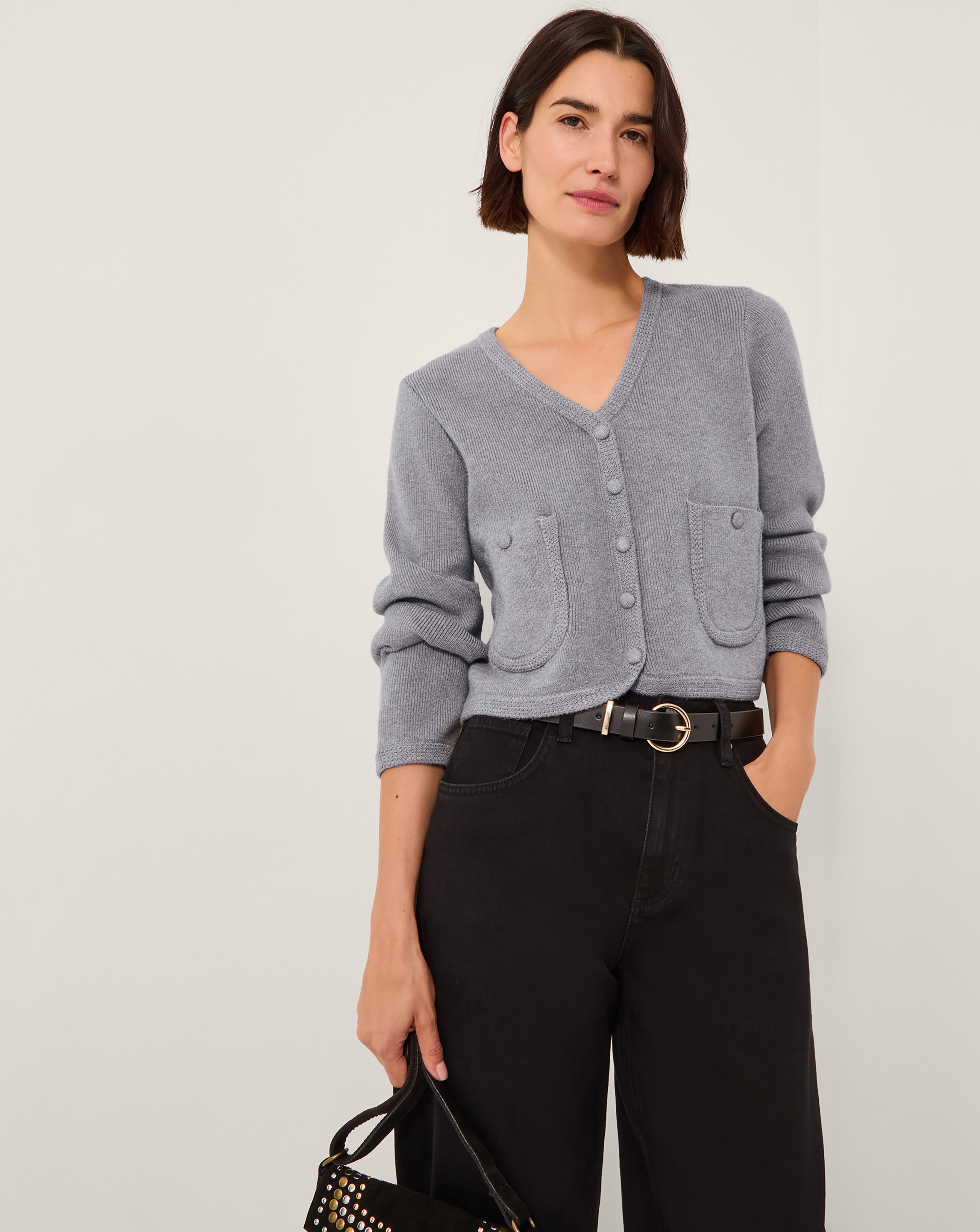 Monsoon Viola V-Neck Cropped Cardigan
