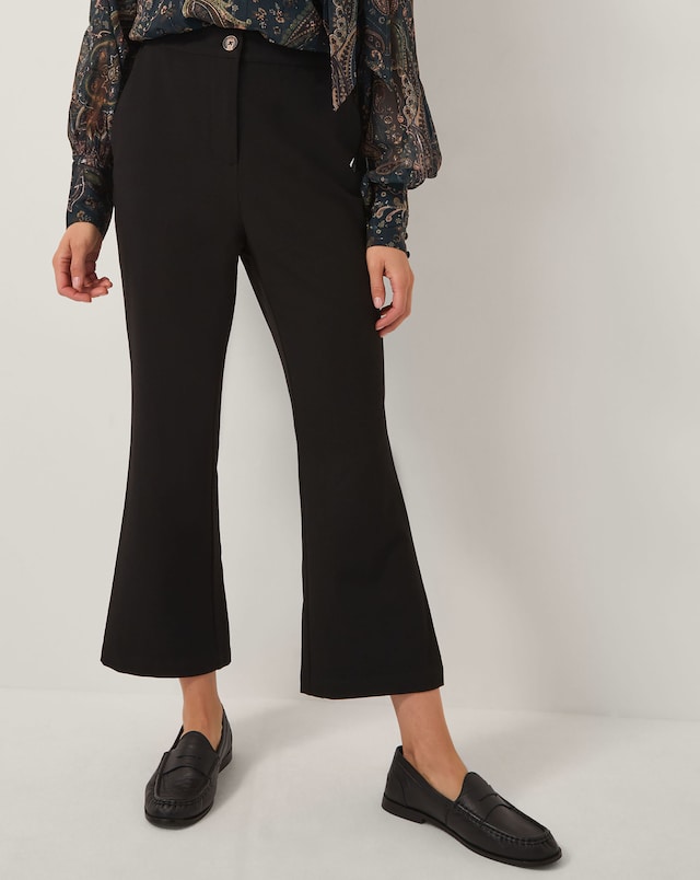 Monsoon Blake Crop Flare Trousers - Black