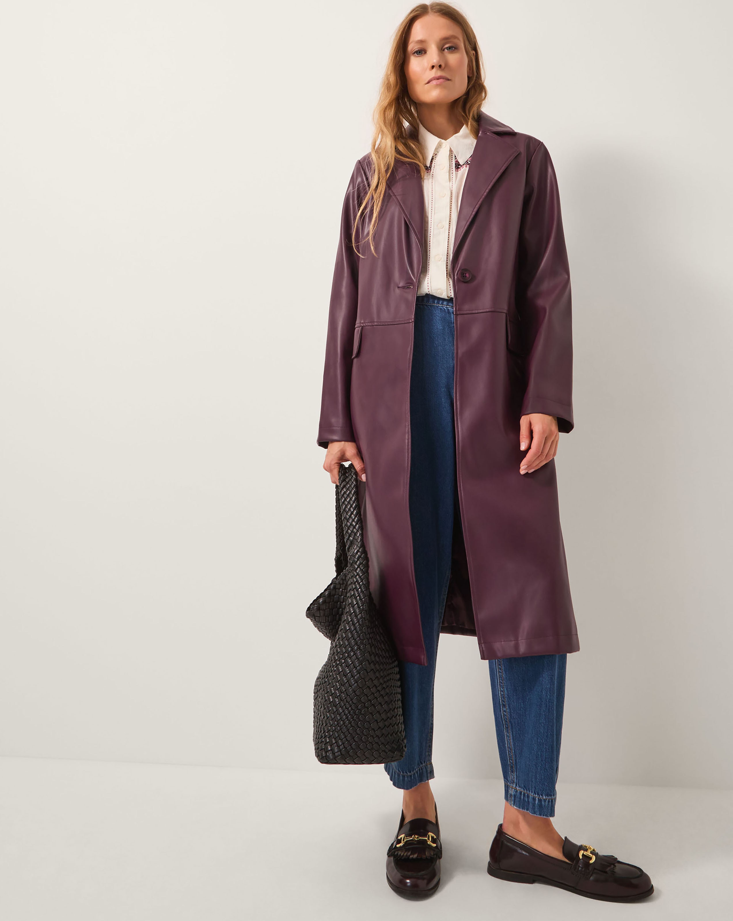 Monsoon Paola Faux Leather Trench Coat