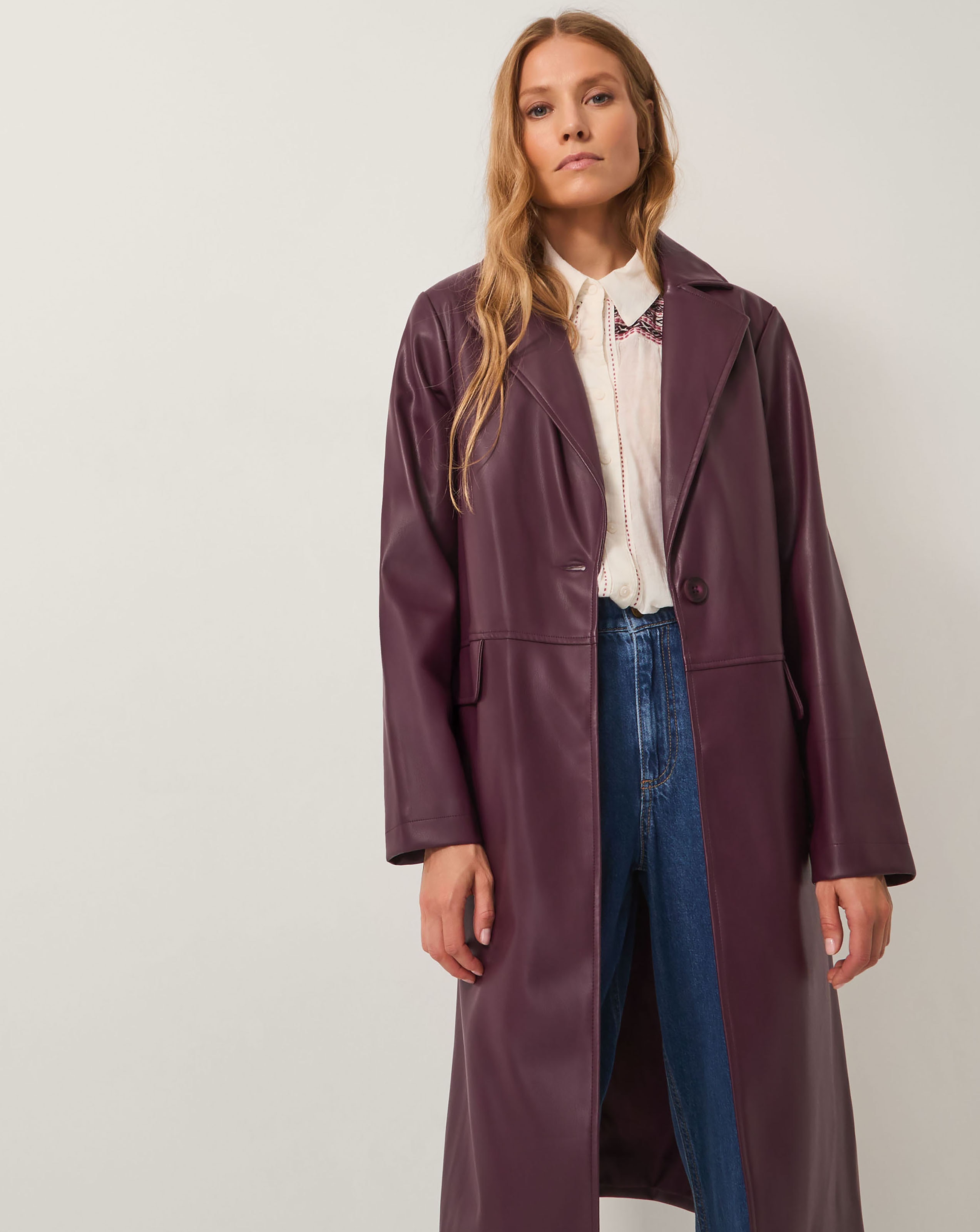 Monsoon Paola Faux Leather Trench Coat | JD Williams