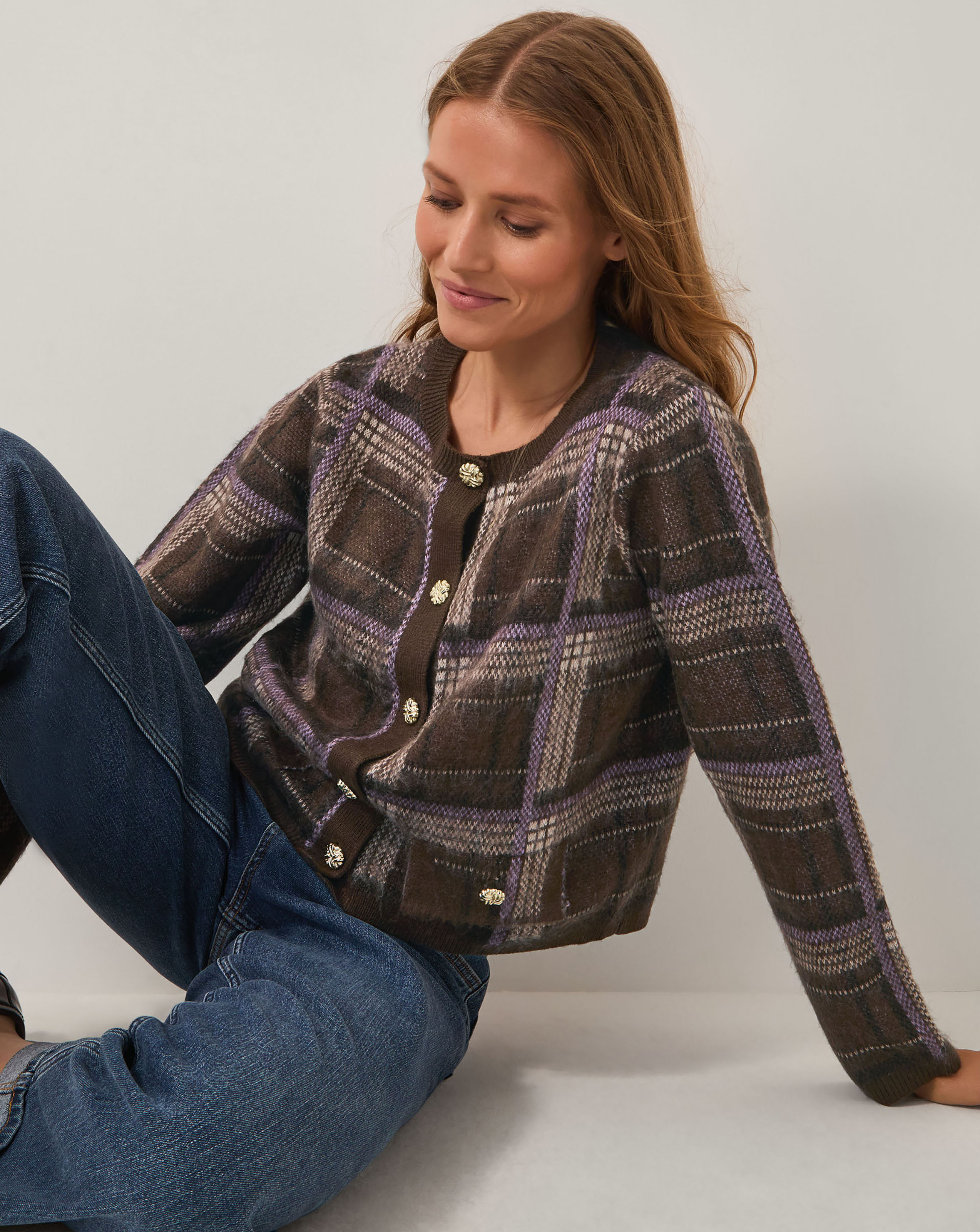 Monsoon Carmen Check Cardigan