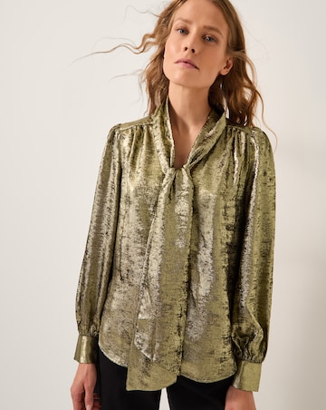 Monsoon Milena Metallic Tie Neck Blouse