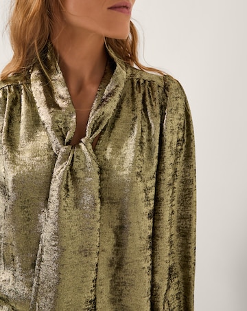 Monsoon Milena Metallic Tie Neck Blouse