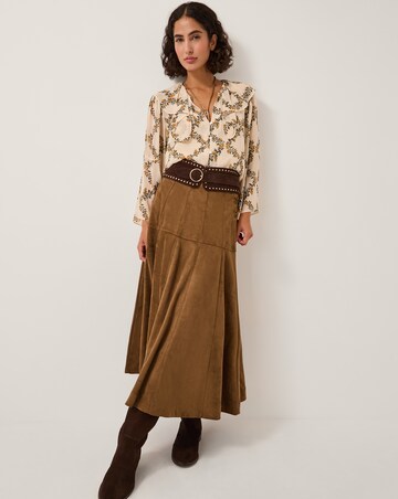 Monsoon Macy Suedette A-Line Midi Skirt